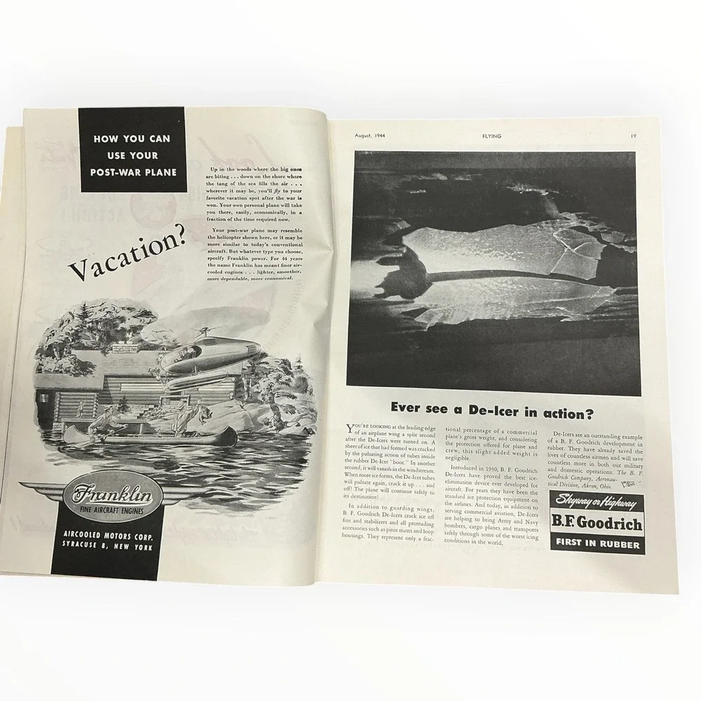Flying Magazine August 1944 WWII P-38 Lightning Air Invasion Aviation